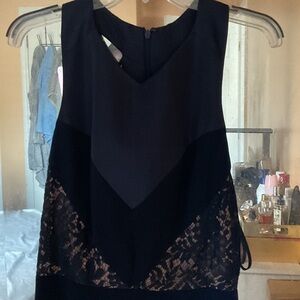 Black Sleeveless Top with Lace Accents